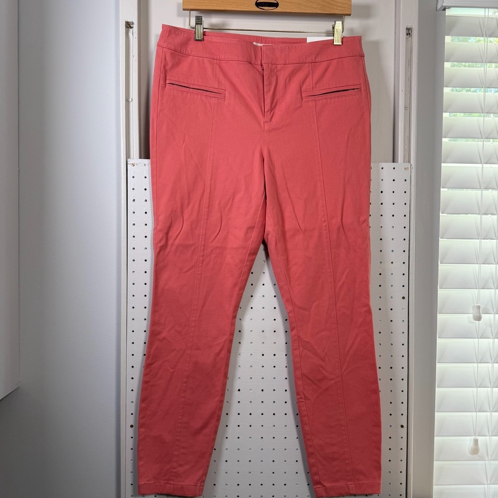 Loft Modern Skinny Ankle Pants Women's Salmon Pink Slim Stretch 10 NWT Cotton